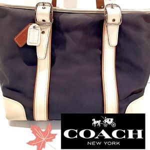 Coach Hampton Twill Leather Bag